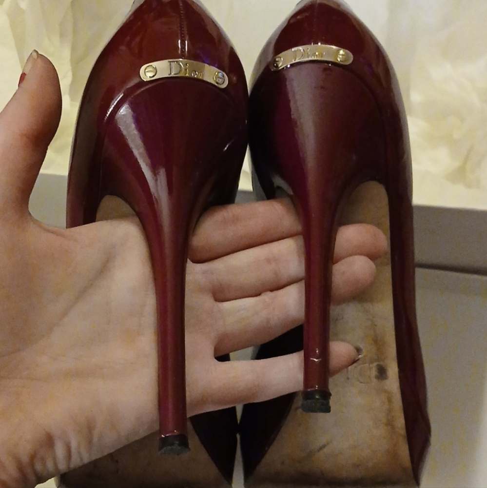 Christian Dior MISS DIOR Patent Leather Platform Pumps Peep Toe 120-mm Stilettos